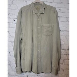 Tommy Bahama Jeans Mens Sage Green Long Sleeve Button Down Shirt XL‎ Pocket